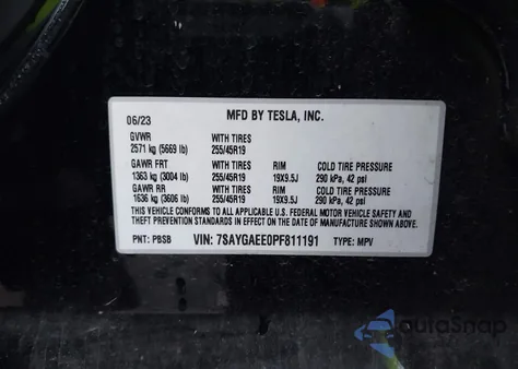 2023 Tesla Model Y Awd/Long Range Dual Motor All-Wheel Drive из США, поврежденный, VIN 7SAYGAEE0PF811191